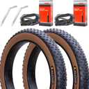 2 Pack 20x4.0 24x4.0 26x4.0 Inch Fat Bike Tires Replacement Set  Heavy Duty Folding Electric Bicycle Tires with Bonus Tubes and Levers for Wide Mountain and Snow Adventures