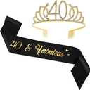 40th Birthday Sash and Crown for Women,40th Birthday Girl Decorations,40 & Fabulous Birthday Gifts Ideas, 40 Birthday Decorations Party Favors