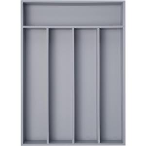 Bamboo Silverware Holder - Drawer Organizer with 5 Slots (Gray)