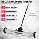 36-Inch Rolling Magnetic Sweeper | 40-Inch Telescoping Magnetic Pickup Tool | Magnetic Trays | 55-Pound Capacity Pick-up Sweeper for Nails, Screws & Metal Debris Workshop Garage Yard (3 Pack)