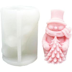 Christmas Snowman Candle Mold Wizard Silicone Mold for Soap Soy Wax Epoxy Resin DIY Handcraft Party Dinner Ornaments Decoration (Christmas Tree)