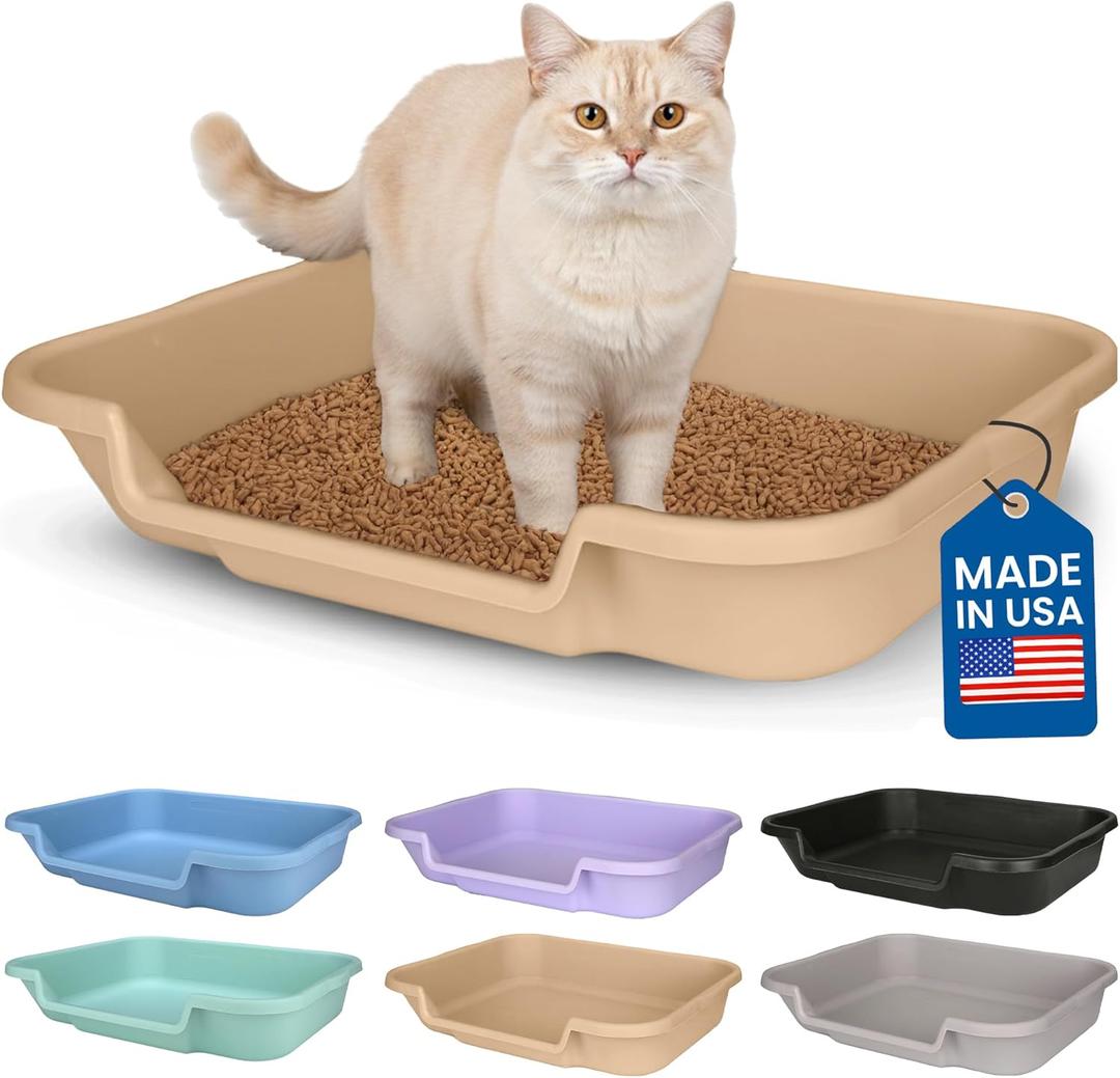 KittyGoHere Senior Cat Litter Box 1 Pack, Large Beach Sand Low Entrance Kitty Litter Box, Sized for Cats Comfort, Perfect for Senior and Arthritic Cats, Made in USA