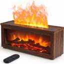 Essential Oil Diffuser, 7-Color Fireplace Fire Flame Aromatherapy Humidifier, 280ml Ultrasonic Aroma Diffuser Valentine's Day Gift with Time Sets and Remote Control for Bedroom Home Yoga Office (Walnut)