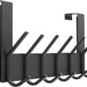 Dseap Over The Door Hook Hanger - 6 Hooks Over Door Coat Rack for Hanging Clothes Hat Towel, Black