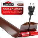 Floor Cord Cover X-Protector - 5 Overfloor Cord Protector - Self-Adhesive Power Cable Protector - Silicone Cord Protector - Ideal Extension Cord Cover to Protect Wires On Floor (60 in) (Brown)