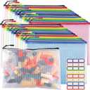 24pcs Mesh Zipper Pouch Bags - A4 Zipper Bags for Classroom Organization, Board Game & Puzzle Storage
