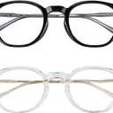 2 PCS Fake Clear Glasses Non Prescription Glasses Trendy Vintage Eyeglasses Glasses for Women Men