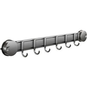 Suction Cup Hooks No-Drill Adjustable Rail for Kitchen Cabinets, Bathroom Towels & Utensils, Strong Grip on Tile/Glass