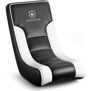 GTPLAYER Floor Rocking Gaming Chair  Floor Rolling Game Chairs with Angle Limiter, Gamer Rocker Floor Seat, Compact & Lightweight, Black & White