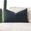 MIULEE Textured Boucle Throw Pillow Cover Navy Blue Accent Solid Lumbar Pillow Case Decorative Soft Pack of 1 Couch Cushion Chair Sofa Bedroom Livingroom Home Decor,12x20 Inch