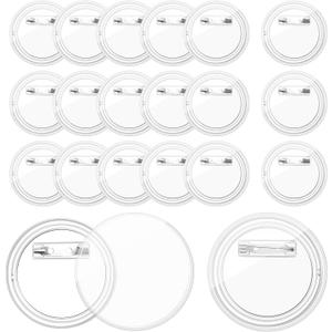 Bignc 1.7 Inch Clear Acrylic Button Pins - 20 Pack DIY Custom Design Buttons, Pin Backs & Blanks for Sublimation, Crafts, Photo Badges for DIY Gifts & School Projects,Teams, Events Badges