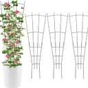 4 Pack 32'' Black Metal Plant Trellis Indoor/Outdoor, Fan Shape, Stainless Steel, Modern Style, Easy Assembly
