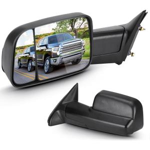 Towing Mirrors for Dodge Ram 1500 2009-2017, 2500 3500 2011-17 Power Heated with Manual Folding Fliping Up (1 Pair)