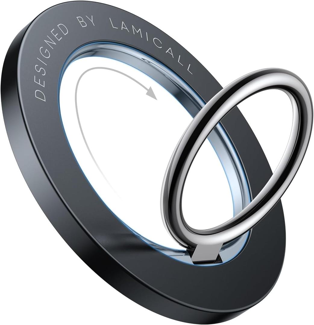 Lamicall Magnetic Phone Ring Holder for MagSafe, [Flexible 360 Rotation] Magnet Finger Ring Grip Stand Holder, Fit for iPhone 16 15 14 13 12, Pro, Pro Max, Plus, Mag Safe Accessories, Misty Black (Misty Black)