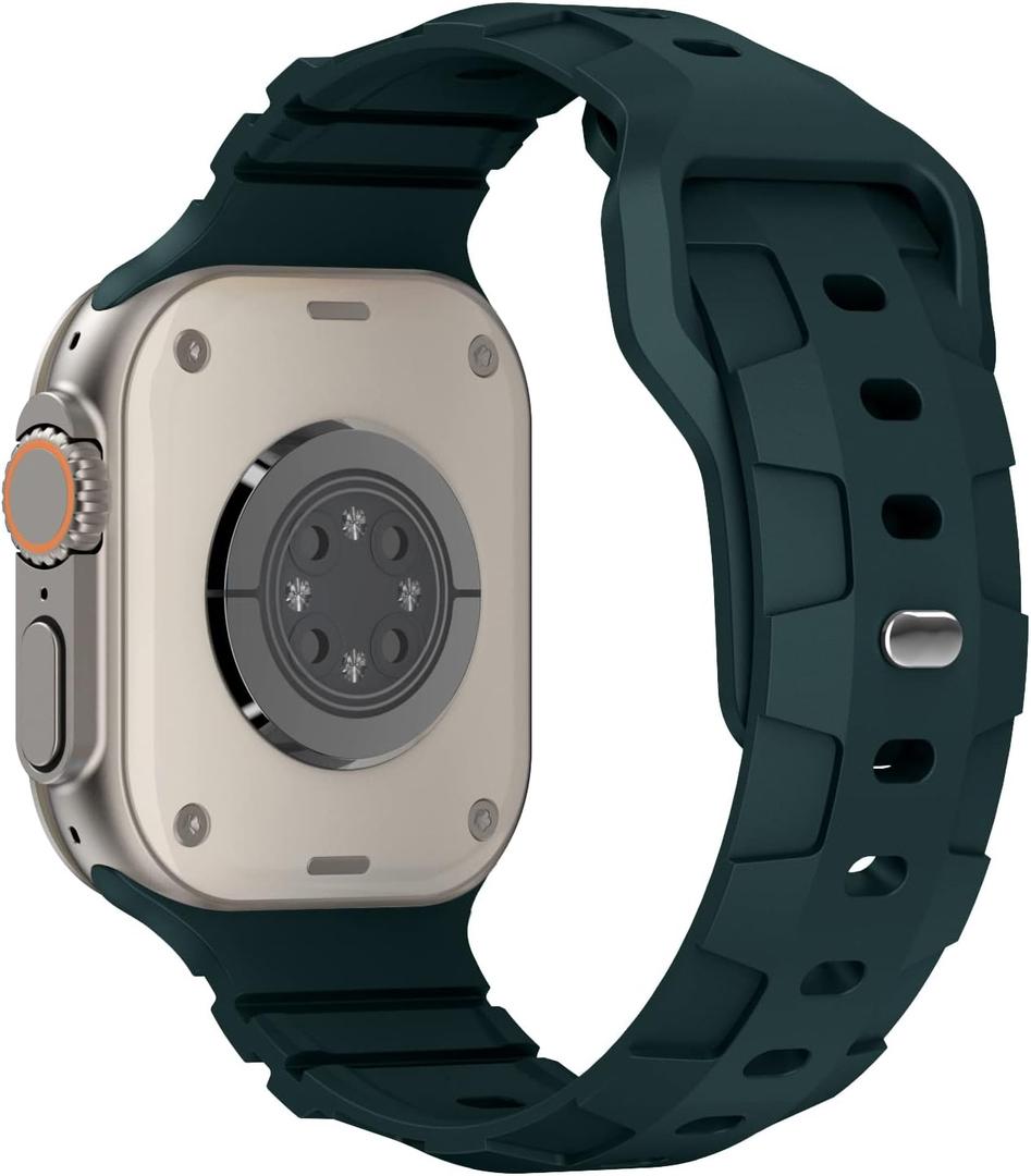 Recoppa Compatible with Apple Watch Band 49mm 45mm 44mm 42mm Band for Men Women, Soft Silicone Replacement Bands for iWatch Ultra 2 Series 9/8/7/6/5/4/SE, Deep Green 42mm/44mm/45mm/49mm