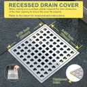 3-7/8" Brushed Nickel Shower Drain Cover - Square Floor Drain Cover Replacement - Hair Catcher/Drain Strainer for Bathrooms, Showers, and Sinks - SUS304 Stainless Steel & CUPC Certified
