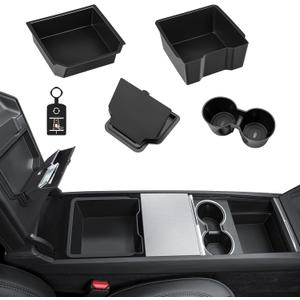 5PCS Center Console Organizer Tray for 2026 Tesla Model Y Juniper Accessories Cup Holder Armrest Hidden Storage Box for New Model Y Premium/Performance 2025-2026 & Model 3 2024-2026