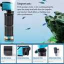 Submersible Aquarium Filter, Upgraded 50-150 Gallon Fish Tank Filter with Fish Guard, Internal Whisper Pump for Turtle Tank, Debris Tray, Check Valve, Fresh/Saltwater, 12-Inch