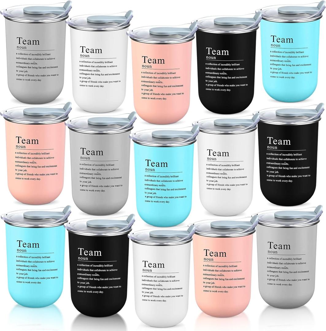 15 Pcs Team Gifts Bulk Teacher Appreciation Gifts Thank You Coffee Mugs for Employee Coworkers Nurse Staff Double Walled Stainless Steel Tumbler Inspirational Cups (Cohesion,Neutral)