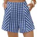 EXLURA Womens Cotton Boxer Shorts Faux Linen Gingham Shorts Summer High Waist Plaid Y2K Beach Bottoms Vacation Outfits 2026 M