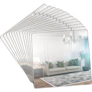 12 Pieces Mirror Tray Candle Tray Round Square Plate for Wedding Decorations Plate Wedding Centerpieces, 2 mm Thick(7.8 Inch,Round Edge)
