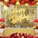 Sensfun Gold Birthday Backdrop 7x5ft Photography Happy Birthday Backdrop for Women Girls Shining Golden Shimmer Wall Neon Bday Background Party Decorations Banner Photo Booth Props Supplies