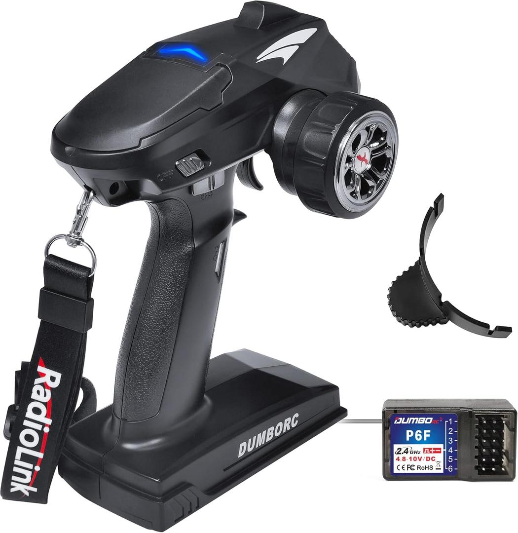 DUMBORC X4 2.4GHz 4-Channel RC Radio Transmitter and Receiver P6F with Fail-Safe & Low Voltage Alarm Function Mixed Mode for Rc Vehicle Car Boat Tank Model Parts Remote Controller