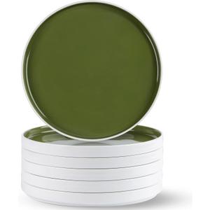 AmorArc Ceramic Plates Set of 6, 8.0 Inch Round Stoneware Salad Plates Use for Dessert, Salad, Appetizer etc,Microwave and Dishwasher Safe, Scratch Resistant Small Deep Dinner Plates-Light Green