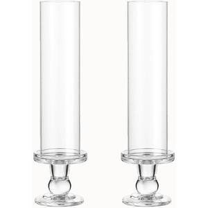 Hurricane Candle Holder Glass Taper Hurricane Clear Tall Candlestick Candles Holders Table Centerpiece Wedding Party Dining Event Home Decor Clear(2)