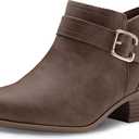 Athlefit Women's Chunky Low Heel Ankle Boots Classic Pointed Toe Side Zipper Booties (9, Taupe)