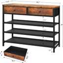 usikey Shoe Rack, 4 Tier Shoe Storage Organizer with 2 Drawers, Metal Shoe Shelf for 12-15 Pairs of Shoes, with 3 Oxford Fabric Shelves and Wooden Top, Shoe Stand for Entryway, Rustic Brown UNYXJX008F