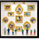 DIY Mini Museum Picture Frames Set, Museum of Us Silhouette Shadow Box with 8 Vintage Mini Frames & 8 Mini Figurines, Family Photo Memory Display Case for Anniversary, Wedding (Black, 10x10inch)