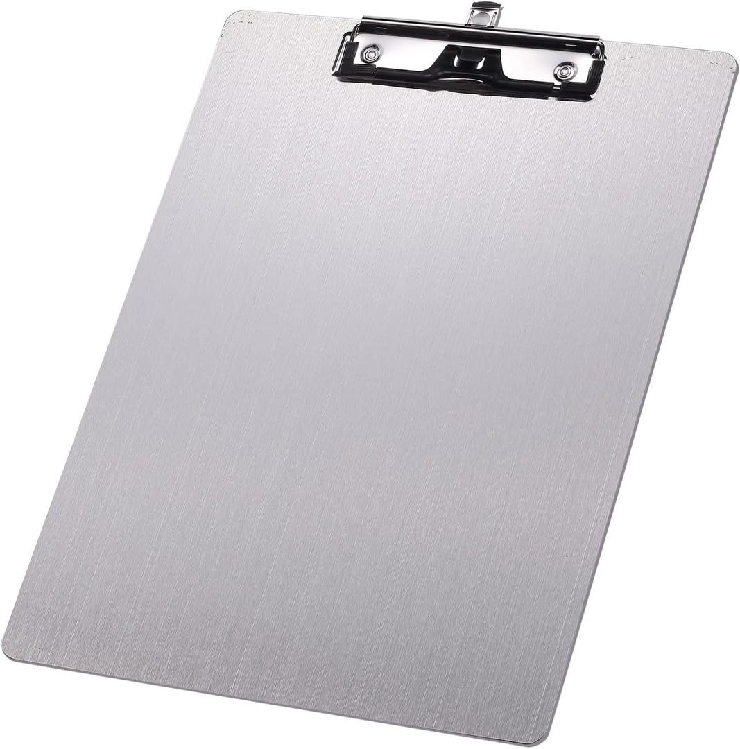 304 Stainless Steel Metal Dry Erase Clipboards with Pen Holder,Double-Sided Anti-Fingerprint White Board,Letter Size (Not to be adsorbed by Magnets)