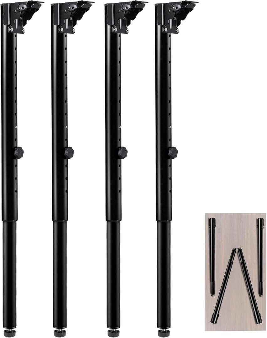 Folding Adjustable Table Legs 4 PCS, Adjustable Height 22.5- 34.5 DIY Desk Legs, Foldable Furniture Legs for Outdoor Camper, RV, Coffee Dinner Table, Tabletops, Kitchen