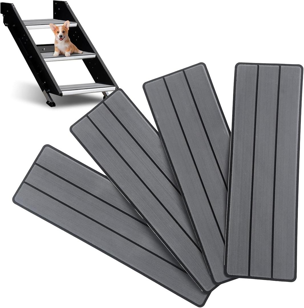 OCEANBROAD EVA Foam RV Step Cover 24''L x 7.5''W 4 Pack with Self Adhesive for Ladders Trailers Truck Campers RV Steps Treads, Dark Gray
