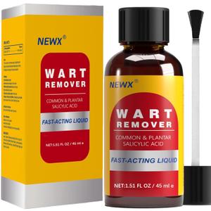 NewX Fast Action Liquid Wart Gel Maximum Strength - Wart Remover for Plantar, Common, Flat Warts and Corns on Feet, Toes, Fingers, and Hands - Salicylic Acid