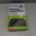 Pureegg Plastic Table Cloth Disposable 10 Pack, 54 x 108 Inch Table Cloths for Parties, Decorative Tablecloths for Rectangle Tables, Black Plastic Cover, Leakproof & Sturdy, Black (54" X 108" Rectangle)