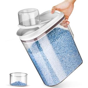 LivLab Mker Laundry Detergent Dispenser with Lid, Powder Container for Laundry Room Organization and Storage, Scent Booster Beads with Measuring Cup 3.5L/8Lbs/125oz