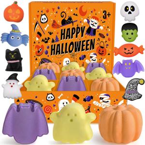 9 Pack Halloween Bath Bombs for Kids, Halloween Bubble Kids Bath Bombs with Surprise Toy Inside, Halloween Treat Bags Gifts for Kids Girls Boys