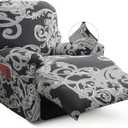 Recliner Slipcover-Stretch Soft Slip Reclining Chair Slipcovers 4-Pieces Furniture Protector for Recliner with Pocket Fitted Sofa Couch Cover Lazy Boy Chair Cover (Black/Gray)