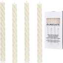 10 Inch Spiral Ivory Taper Candles, 4 Pack Unscented Dripless Long Burning Time Gloosy Fall Candlesticks for Dinner Party, Wedding Shower and Home Decoration (Ivory)