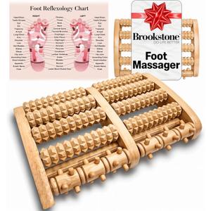Brookstone Foot Massager for Neuropathy & Plantar Fasciitis Relief - Wooden Foot Roller Massager, Neuropathy Pain Relief for Feet - Mom Gifts for Women & Gifts for Dad. Portable for Home or Travel (Oak)