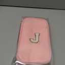 Extra Large Pencil Case,Big Capacity Pencil Pouch,Personalized Initial Pencil Bag with smooth zipper,Multiple Pockets,Cute Aesthetic Stationery Pen Case Bag for Teen Girls College (Pink, J)