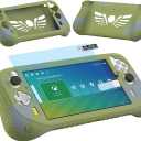 JCHPINE Silicone Cover Case for Logitech G Cloud Gaming Handheld, Protective Skin Sleeve for Logitech G Cloud Gaming Console Screen Film Protector Accessories (Green Case and Screen Film)