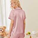Ekouaer Womens Satin Pajamas Set Button Down 2 Piece Silk Pjs Shorts Set Ruffle Lingerie Notch Collar Sleepwear, M
