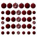 Senjie 36 PCS Velvet Ornaments Balls Sets for Christmas Tree Red Flocked Christmas Balls Assortment for Xmas Tree Holiday Decor