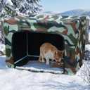 Outdoor Cat House Weatherproof Feeding Station for Food & Water,Large Clawsable Cat Houses for Outdoor Cats,Waterproof Kitty Dining Room Cats Shelter for Stray,Feral & Community Cats (Green)