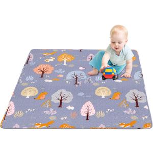 Play Mat for Baby Playpen Tummy Time Mat, Non-Slip Washable Baby Playpen Mat, Baby Crawling Mats for Floor, Portable Travel Large Play Mats for Toddlers and Infants 50 x 50 