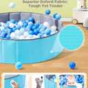 Hikiddy Large Ball Pit for Toddlers - 44in Baby Ball Pool with Playmat, Hold Over 1000 Balls, Foldable Play Pit for Kids Dogs Indoor and Outdoor Games, Party Toys Gifts, Balls Not Include (Blue)
