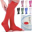 Doc Miller Open Toe Compression Socks, 20-30 mmHg, Toeless Compression Sleeves for Legs, Knee High Stockings for Shin Splints, Varicose Veins, Travel, Calf Support & Muscle Recovery, Men & Women, Pair